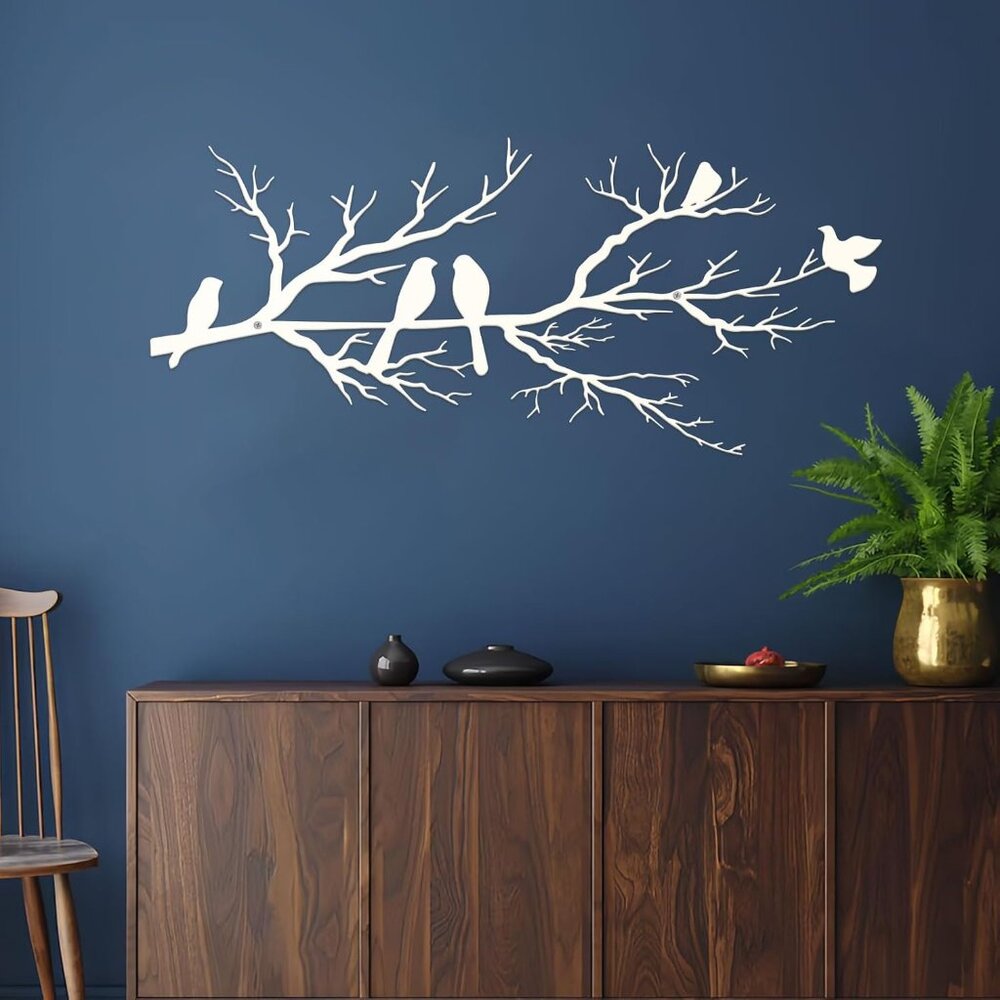 Charming Birds on Branch Wall Art - 31.5" x 13.6" for a Nature-Inspired Touch